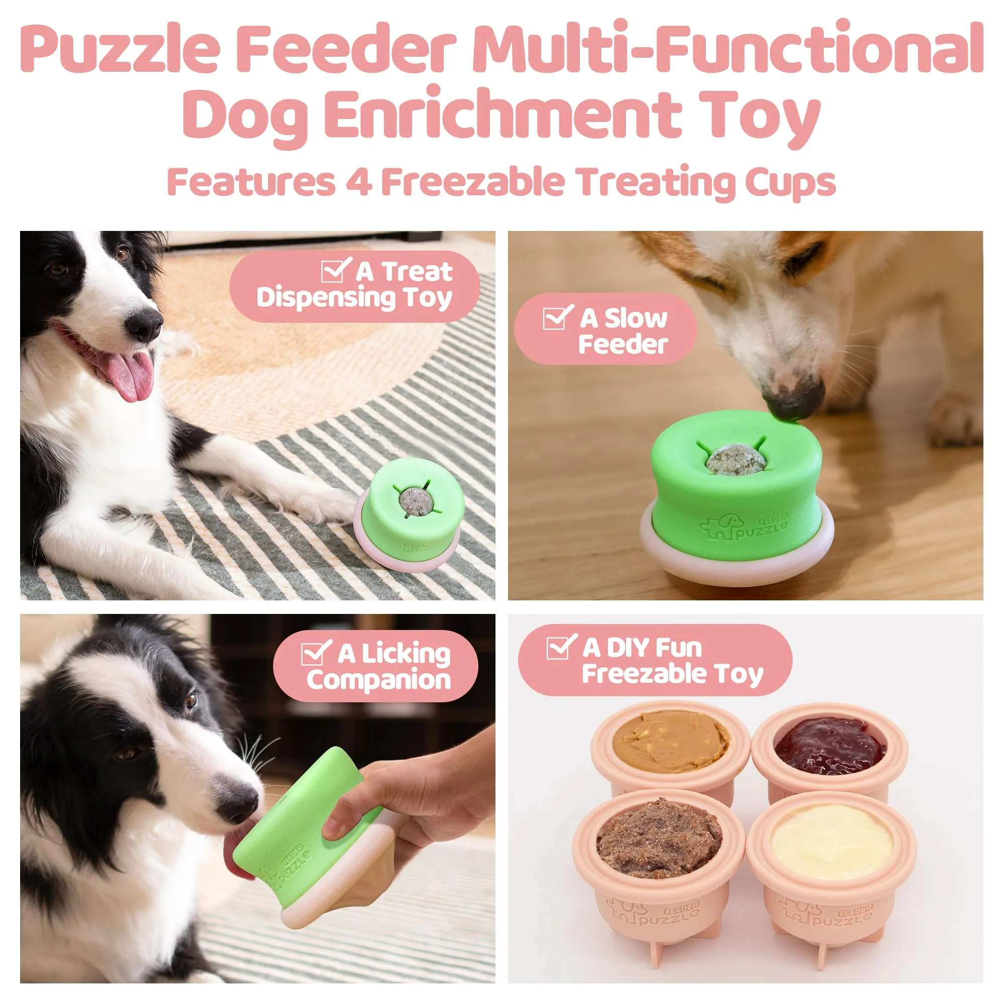 Puzzle Lickpop Pink, Interactive Enrichment Dog Toys, Slow Feeding, Treat Dispensing, and Freezable Fun to Keep Them Busy,Pink - Image 8